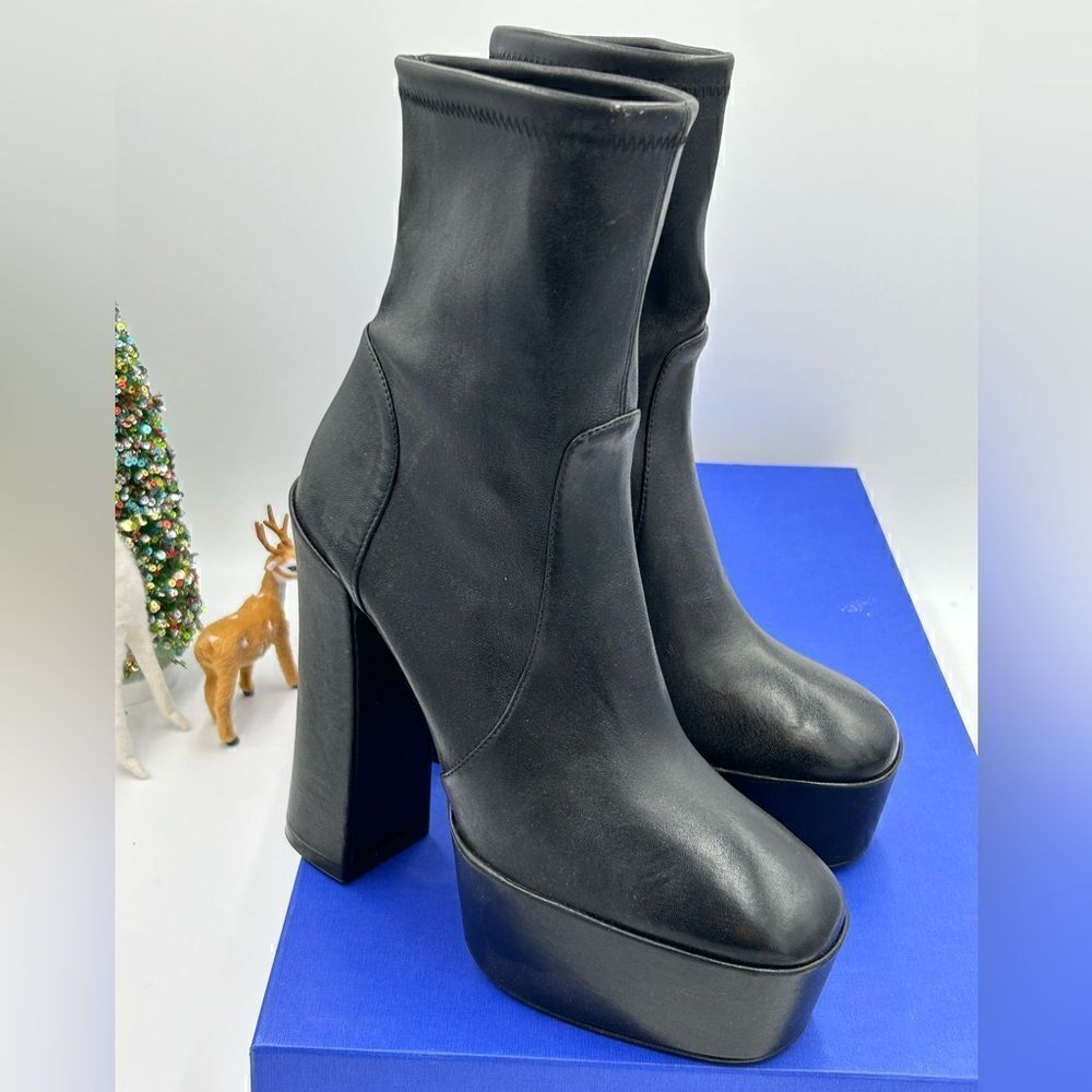Women’s Stuart Weitzman stretch platform sky, high booties size 10 made Spain